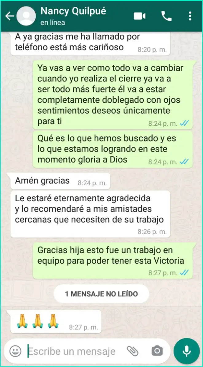 Testimonio Limpieza recupera tu pareja